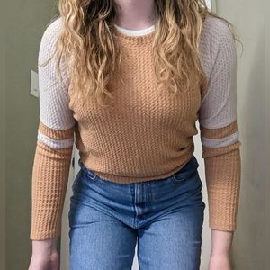 AMERICAN EAGLE Thermal Waffle Knit Varsity Style Long Sleeve | Size XS